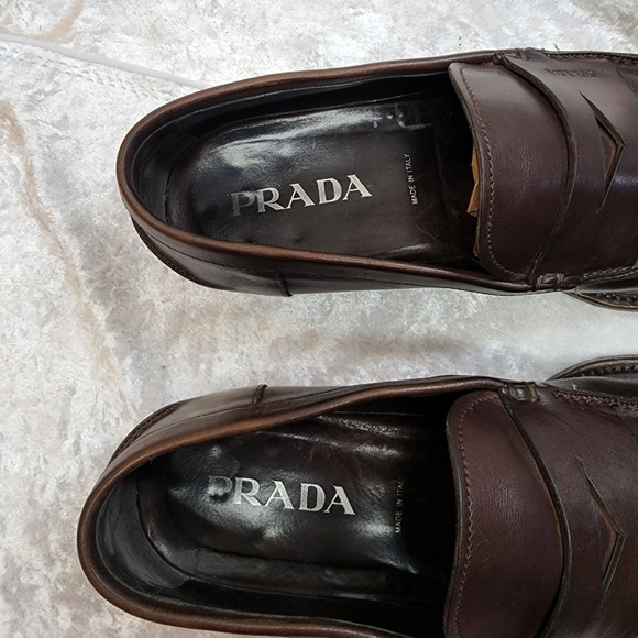 PRADA Leather Loafers Men's Prada Size 8.5 US 9.5 Made in Italy ๐ฎ๐น - Picture 6 of 8